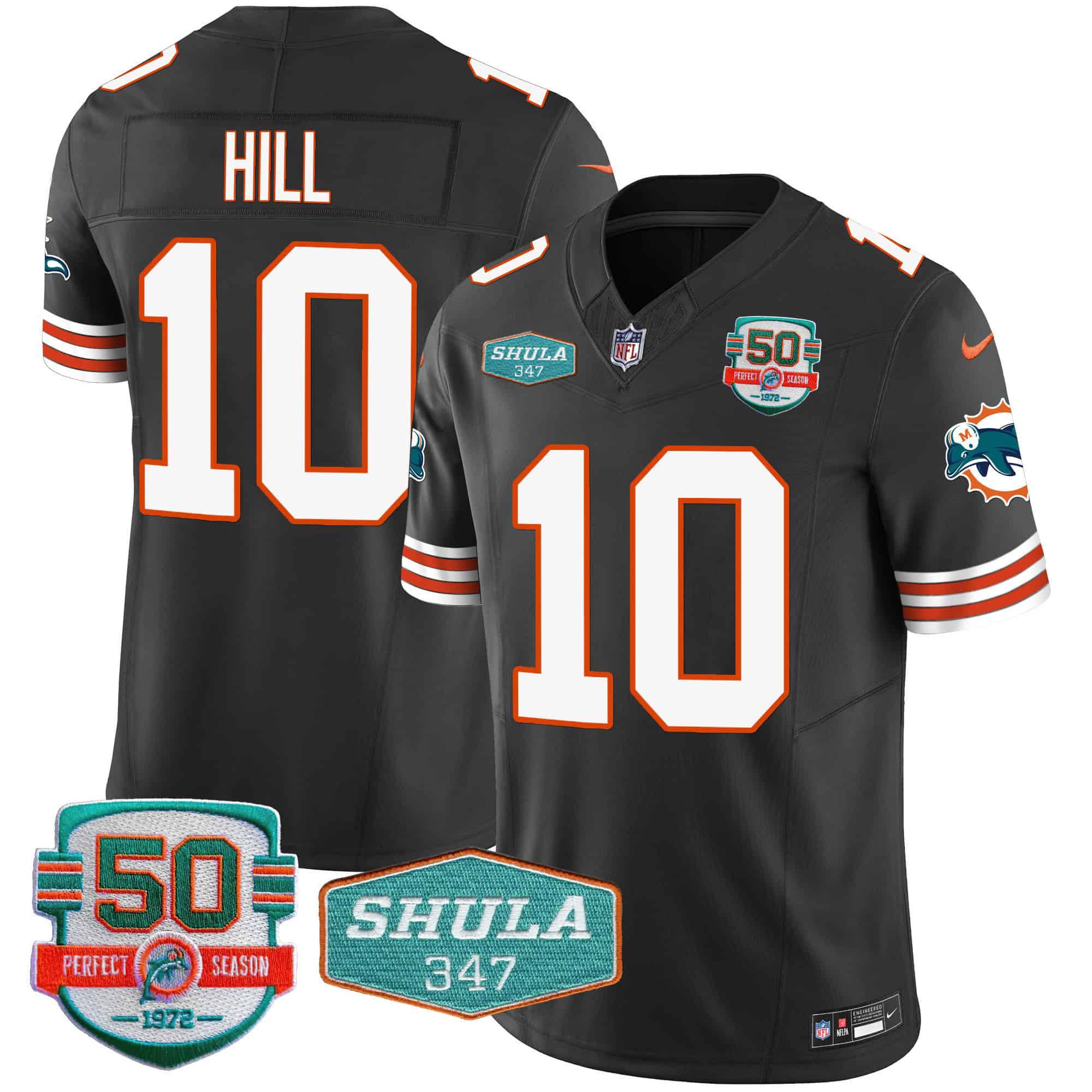 Men Miami Dolphins #10 Hill Black 2024 Nike Throwback Shula 347 Patch Vapor NFL Jersey style 1->indianapolis colts->NFL Jersey